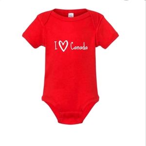 Baby onesie size 9/12 months red I heart Canada